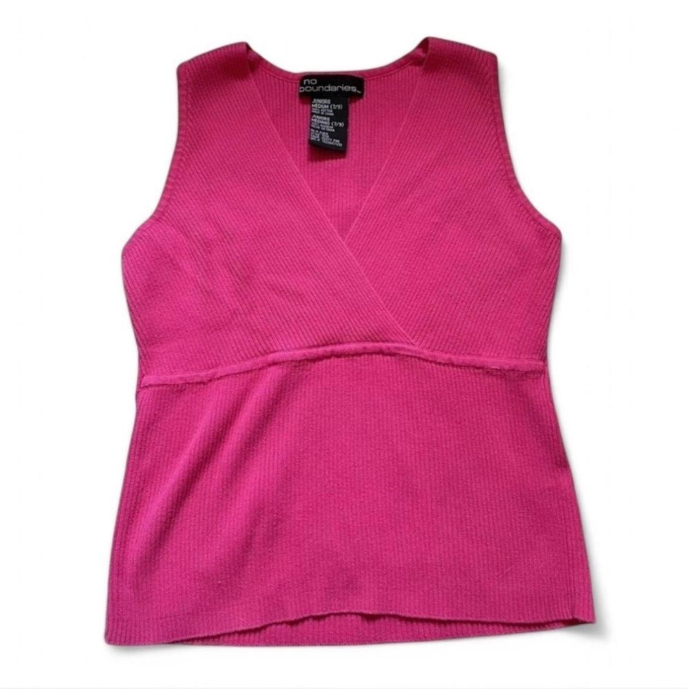 Vintage y2k No Boundaries Women's Medium Rib Knit Tank Top Pink Barbiecore